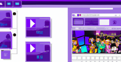una ilustracion vectorial sobre como agregar un sistema de estadisticas en tu sitio web de listas de reproduccion de videos en video gallery en escala de lilas y colores tecnologicos pero predominand