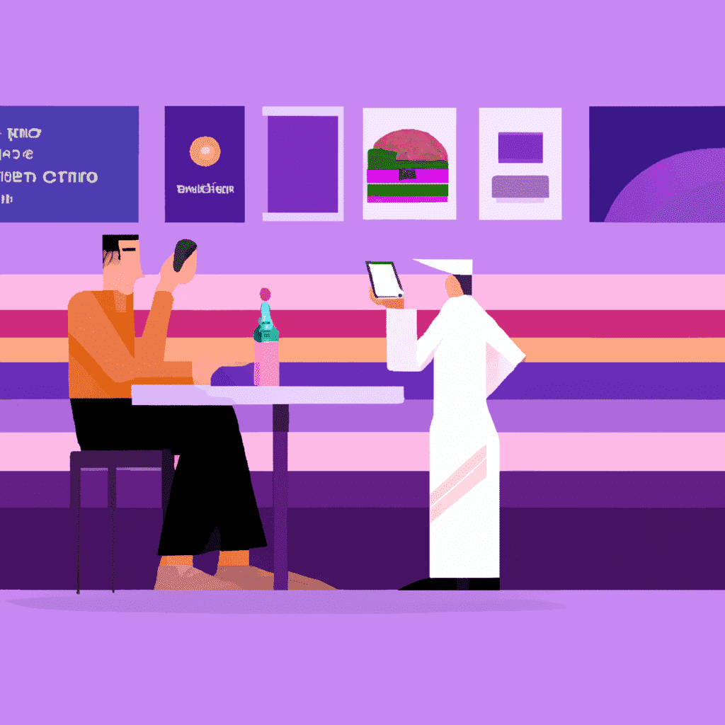 una ilustracion vectorial sobre como agregar un sistema de integracion con apple pay en tu sitio web de reservas de restaurantes en restaurant reservations en escala de lilas y colores tecnologicos p