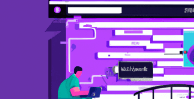 una ilustracion vectorial sobre como agregar un sistema de integracion con authorize net en tu sitio web de noticias en newspress en escala de lilas y colores tecnologicos pero predominando siempre e