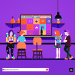 una ilustracion vectorial sobre como agregar y administrar empleados en tu sitio web de reserva de citas en bookly en escala de lilas y colores tecnologicos pero predominando siempre el color hexadec