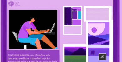 una ilustracion vectorial sobre como agregar y administrar imagenes en wordpress en escala de lilas y colores tecnologicos pero predominando siempre el color hexadecimal b78af2 con mas del 40 de la