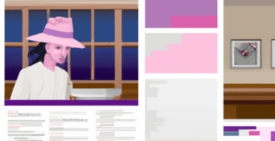 una ilustracion vectorial sobre como agregar y administrar menus en wordpress en escala de lilas y colores tecnologicos pero predominando siempre el color hexadecimal b78af2 con mas del 40 de la ima