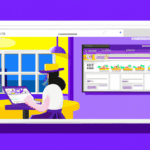 una ilustracion vectorial sobre como agregar y administrar servicios en tu sitio web de reserva de citas en bookly en escala de lilas y colores tecnologicos pero predominando siempre el color hexadec