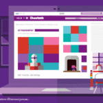 una ilustracion vectorial sobre como personalizar la apariencia de tu sitio web de reserva de citas en bookly en escala de lilas y colores tecnologicos pero predominando siempre el color hexadecimal