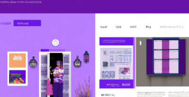 una ilustracion vectorial sobre como personalizar la pagina de acerca de nosotros en wordpress en escala de lilas y colores tecnologicos pero predominando siempre el color hexadecimal b78af2 con mas