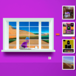 una ilustracion vectorial sobre como utilizar plugins de galeria de imagenes en wordpress en escala de lilas y colores tecnologicos pero predominando siempre el color hexadecimal b78af2 con mas del