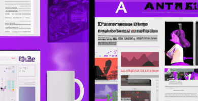 una ilustracion vectorial sobre creacion de sitios web de noticias en escala de lilas y colores tecnologicos pero predominando siempre el color hexadecimal b78af2 con mas del 40 de la imagen by edw