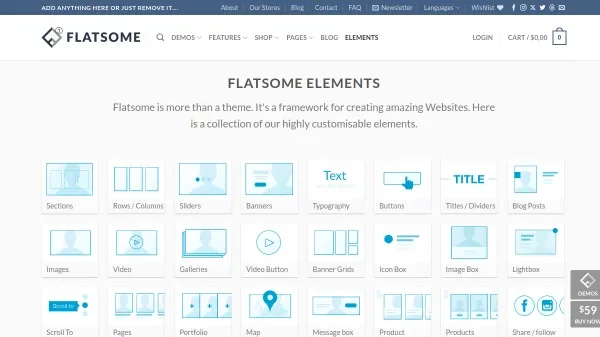 Captura de pantalla de los elementos de Flatsome