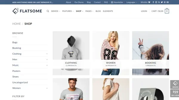 Captura de pantalla de la demo de tienda de Flatsome