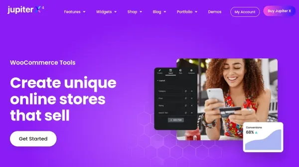 Captura de pantalla del tema WooCommerce de Jupiter X