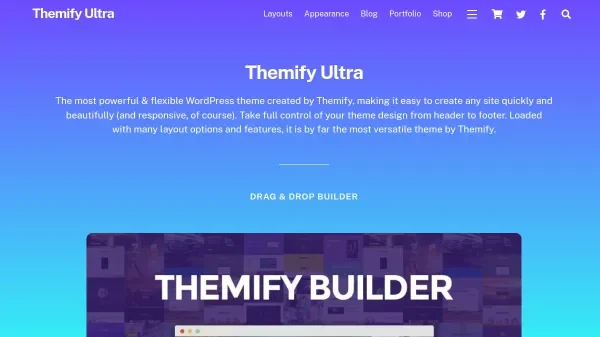 Captura de pantalla de la demo en vivo de Themify Ultra